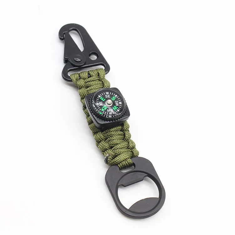 Flying Art Outdoor Survival Backpack Camping Camping Stainless Steel Multifunctional Compass Keychain Corkscrew Tool