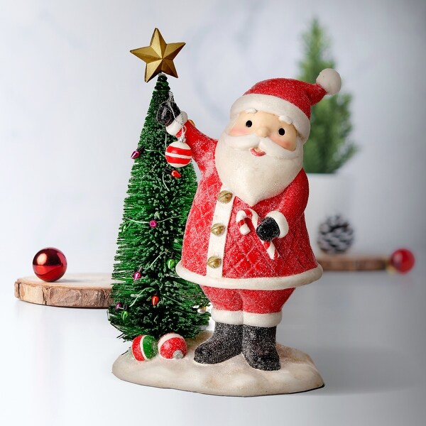 9 Resin Village Santa With Sisal Tree