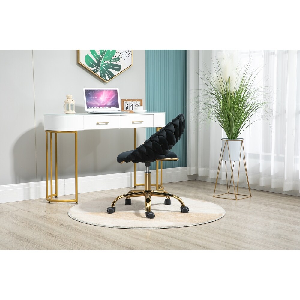 Modern Computer Office Chair  Adjustable Swivel Chair  Velvet Fabric Office Desk Chair  for Study  Living Room  Bedroom  Black