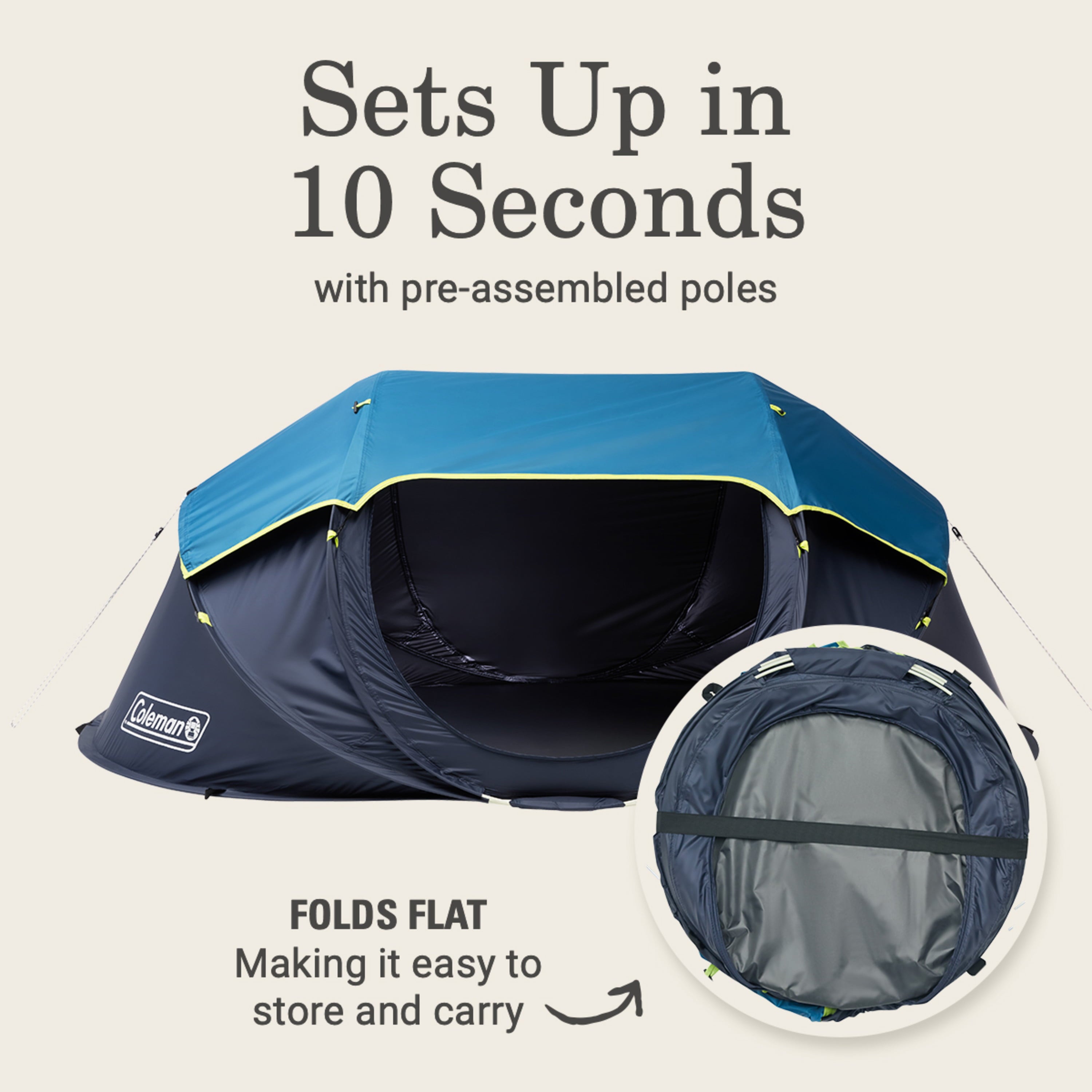 Coleman Pop-up 2-Person Camp Tent with Dark Room Technology