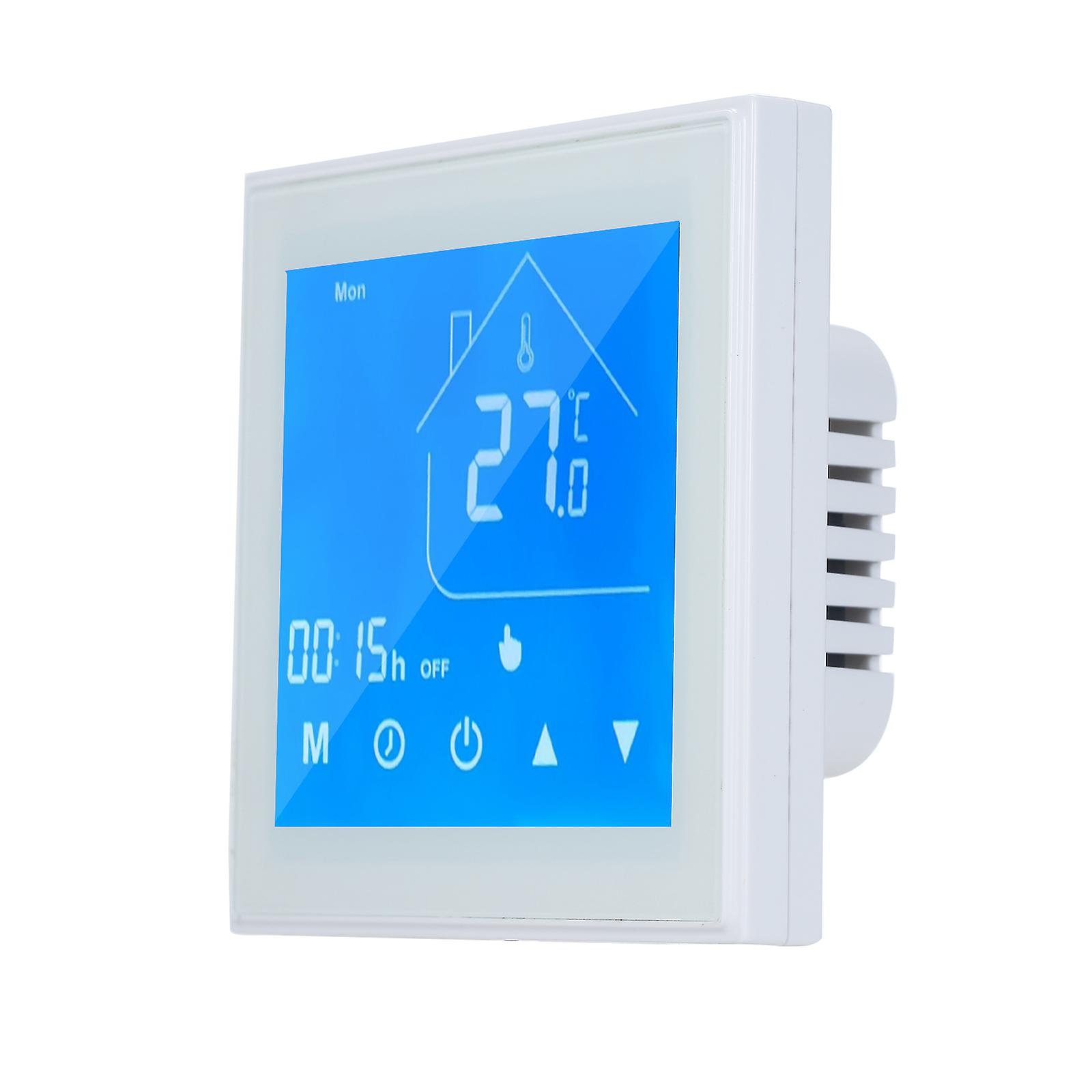 White Thermostat Temperature Controller Lcd Display Week Programmable For Electric Underfloor Heating For Household