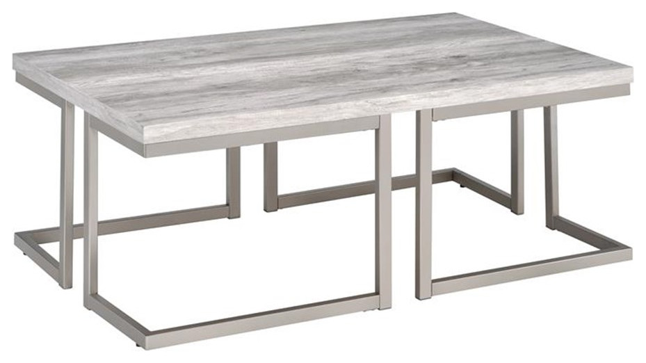 Bowery Hill Mid Century Driftwood with Metal Base Cocktail Table   Contemporary   Coffee Tables   by Homesquare  Houzz