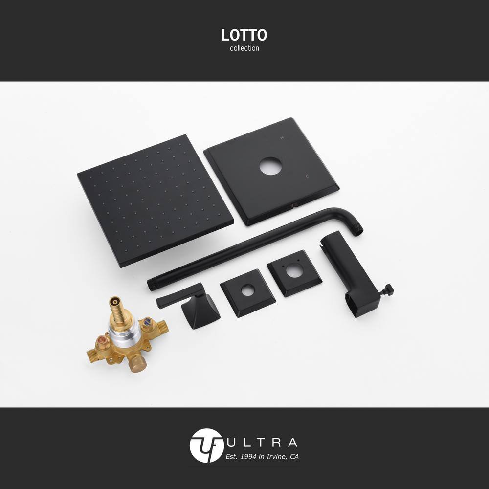 Ultra Faucets Lotto Single Handle 1-Spray Tub and Shower Faucet 1.8 GPM with Pressure Balance in. Matte Black (Valve Included) UF78407R