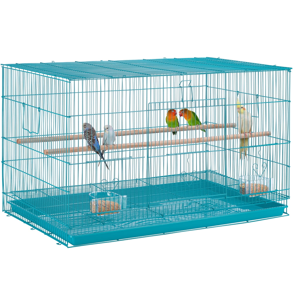 Easyfashion Flight Cage for Birds， Teal Blue