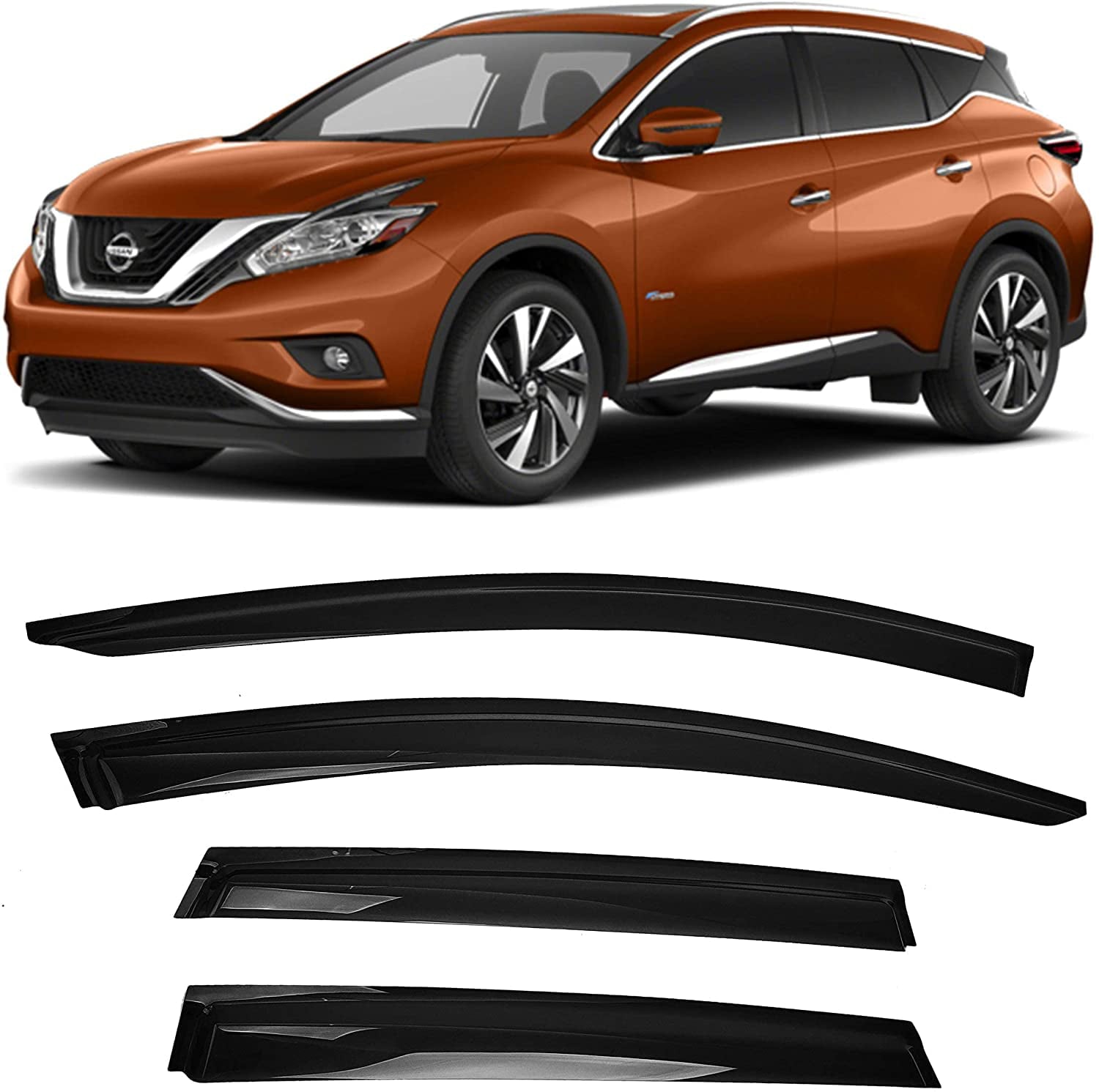 For Nissan Murano 2015-2022 Window Rain Guard Deflector Tape On Vent Visor