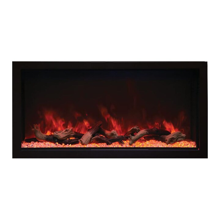 Remii by Amantii Panorama Tall 45-Inch Built-In Electric Fireplace with Black Steel Surround