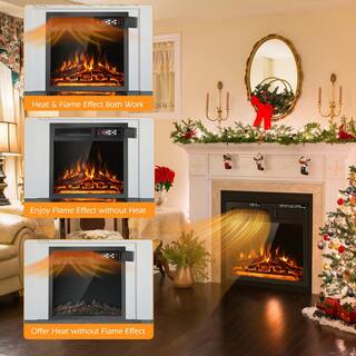 Costway 18'' Electric Fireplace Insert 5100 BTU Freestanding Heater with Remote Control FP10185