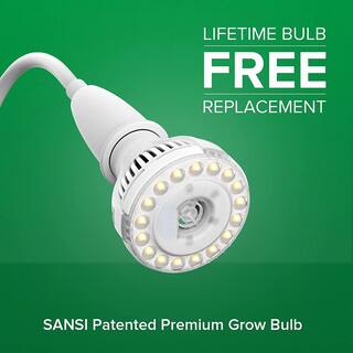 SANSI 300-Watt Equivalence White Full Spectrum 2-Head Gooseneck LED 20-Watt Grow Light 4000K Daylight Clip-On High PPFD Plant 01-03-001-011022