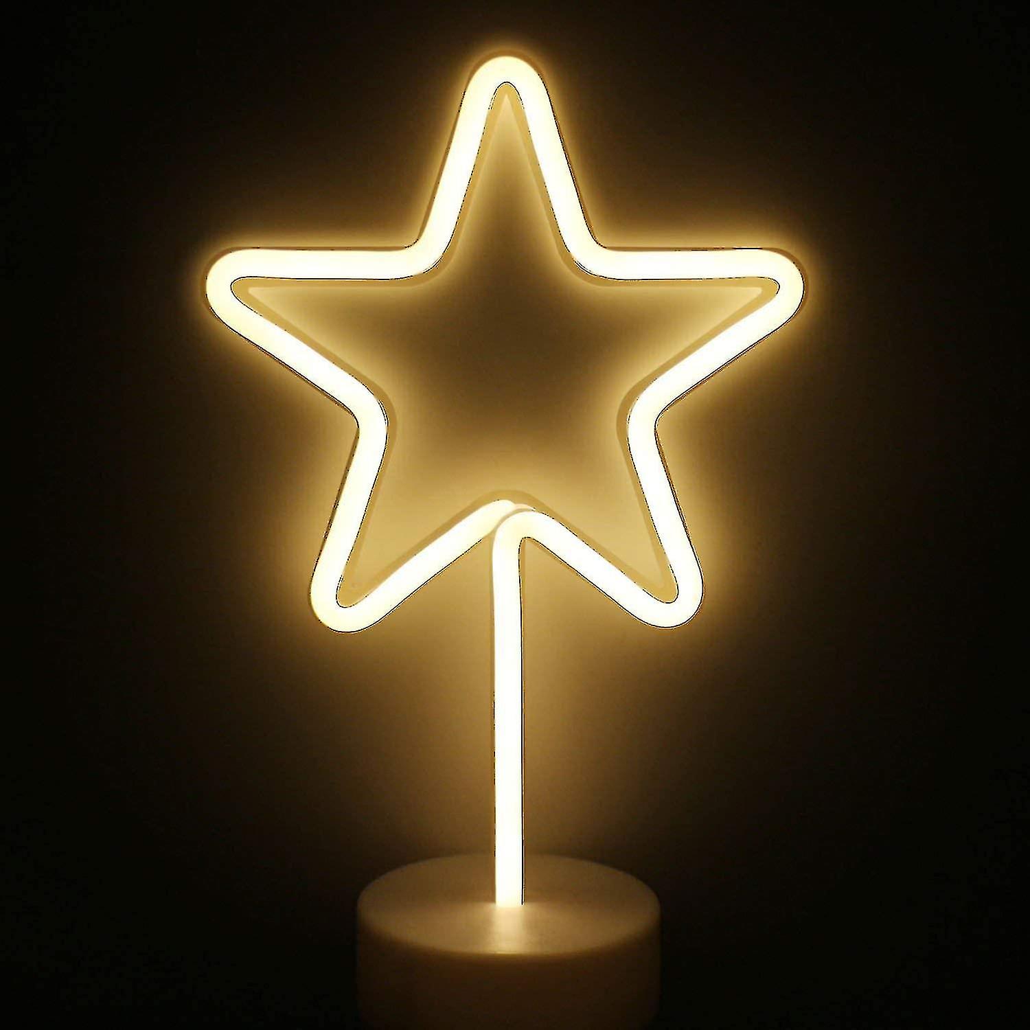 Led Star Neon Light Signs - Warm White Luminous Signs Room Decor Lamp Light Star Sign Shaped Decor L