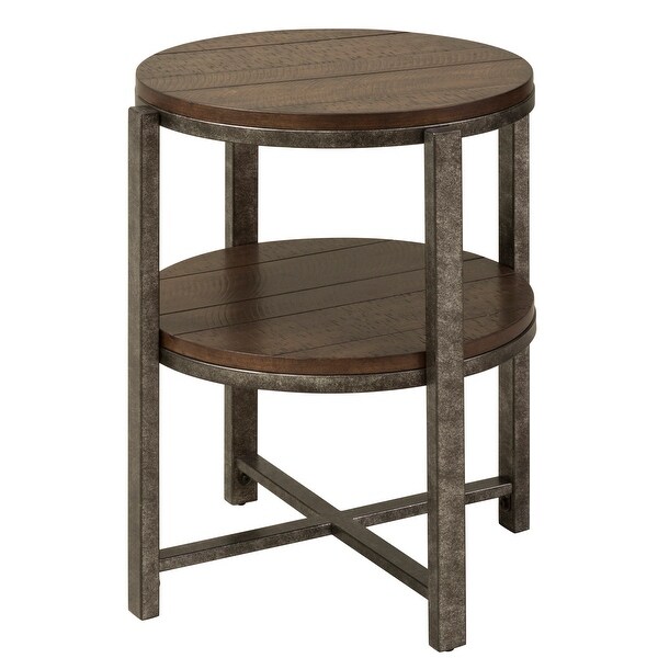 Breckinridge Mahogany Spice with Pewter Metal Round End Table