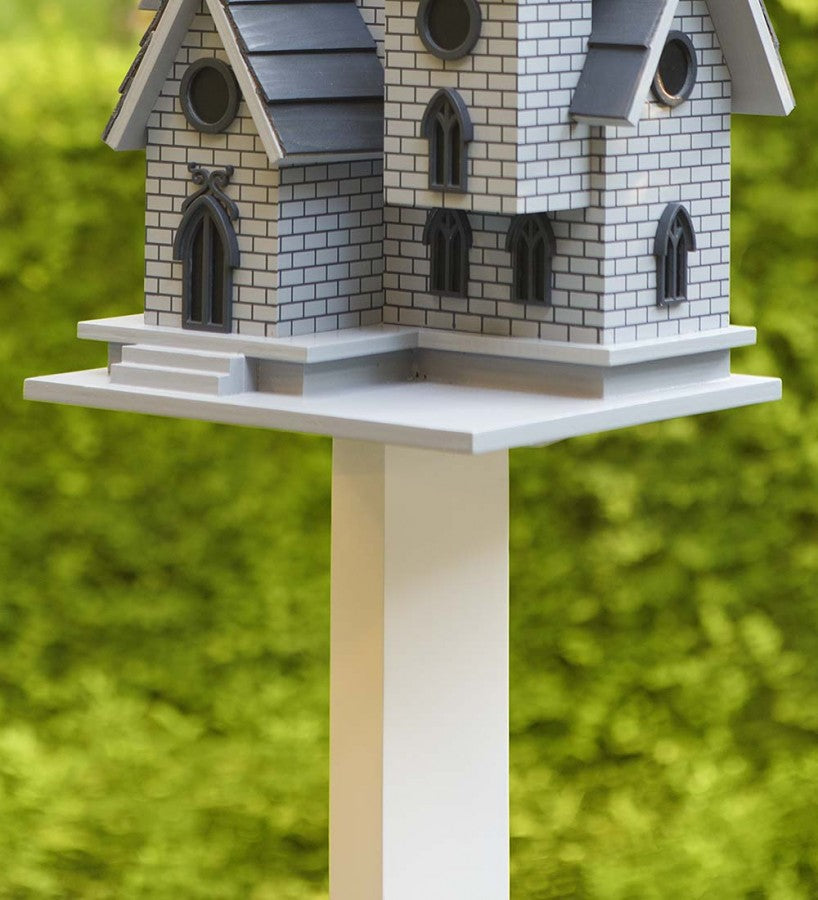 Wind and Weather Gothic Castle Birdhouse with Metal Dragon Weathervane