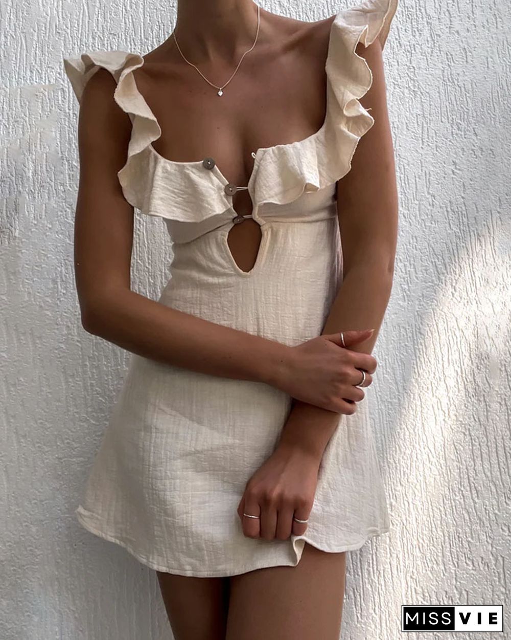 Casual Ruffle Cutout Dress