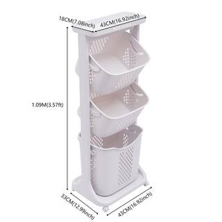 YIYIBYUS 3-Layer Moveable Laundry Basket Bathroom Multi-layer Clothes Storage Basket with Wheels HG-MLCR-5837