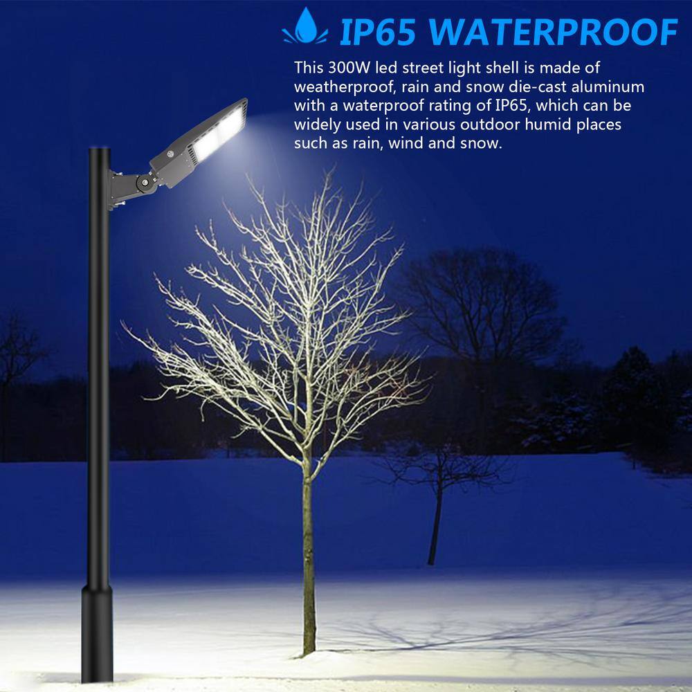 WYZM Outdoor 1500- Watt Equivalent Integrated LED Bronze Parking Lot Lighting Features Area Light 5500K ARM300C