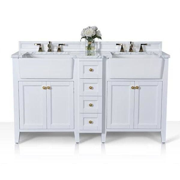 Adeline White 60-Inch Vanity Console with Farmhouse Sinks