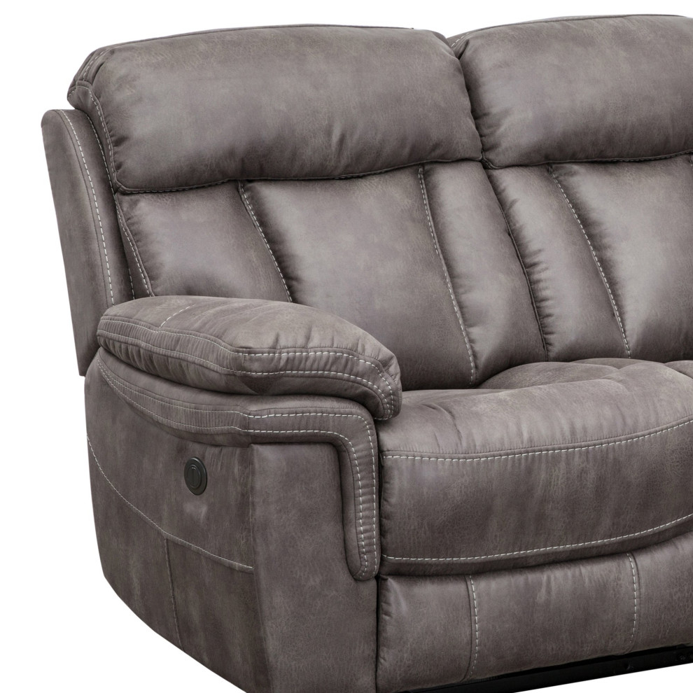 Power Reclining Sofa  Extra Padded Seat  ampBack With Pillow Top Arms  Gunmetal   Contemporary   Sofas   by Decorn  Houzz