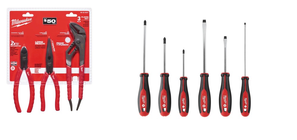 Milwaukee Pliers Set 3pc and Screwdriver 6pc Set Bundle ;