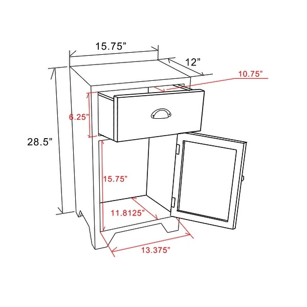 Farmhouse Wood 1-Drawer 1-Door Side Table with Storage - 28.5