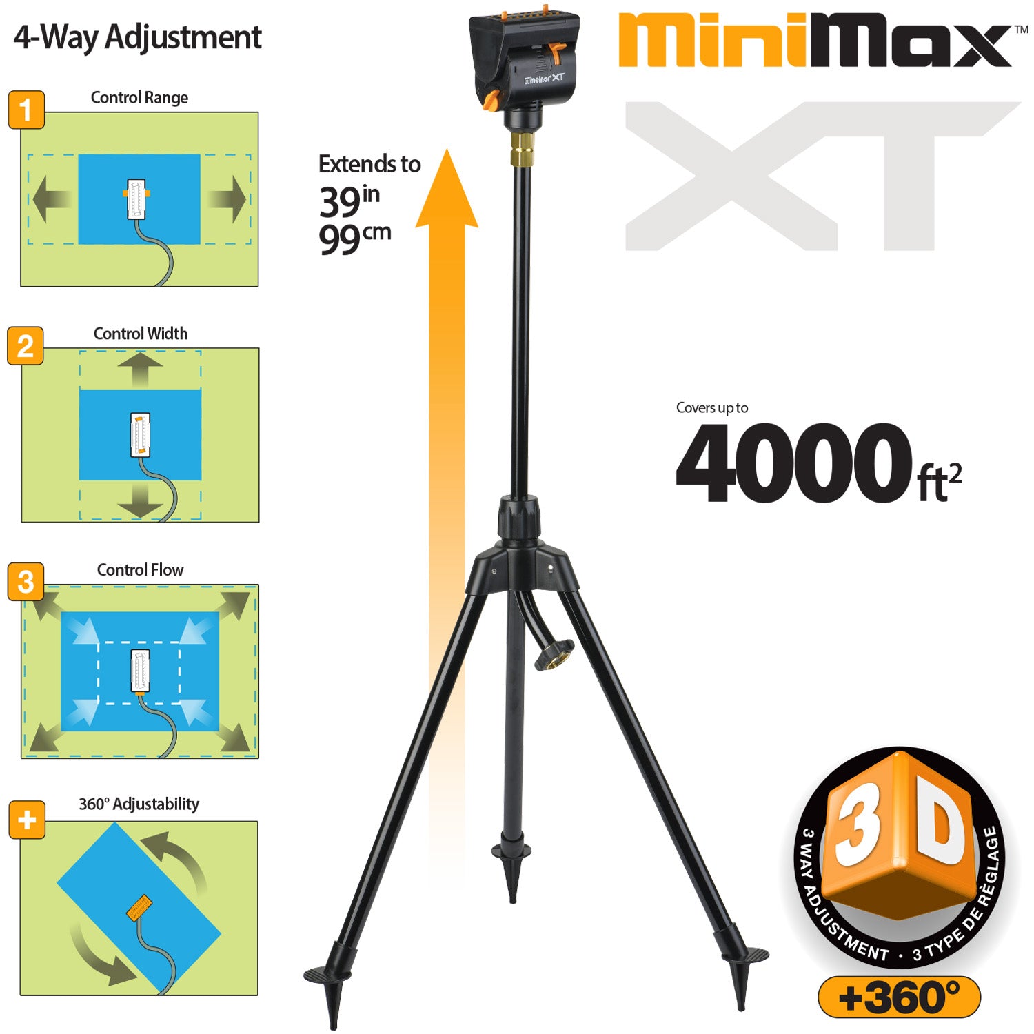 Melnor MiniMax Turbo Oscillating Sprinkler with Tripod