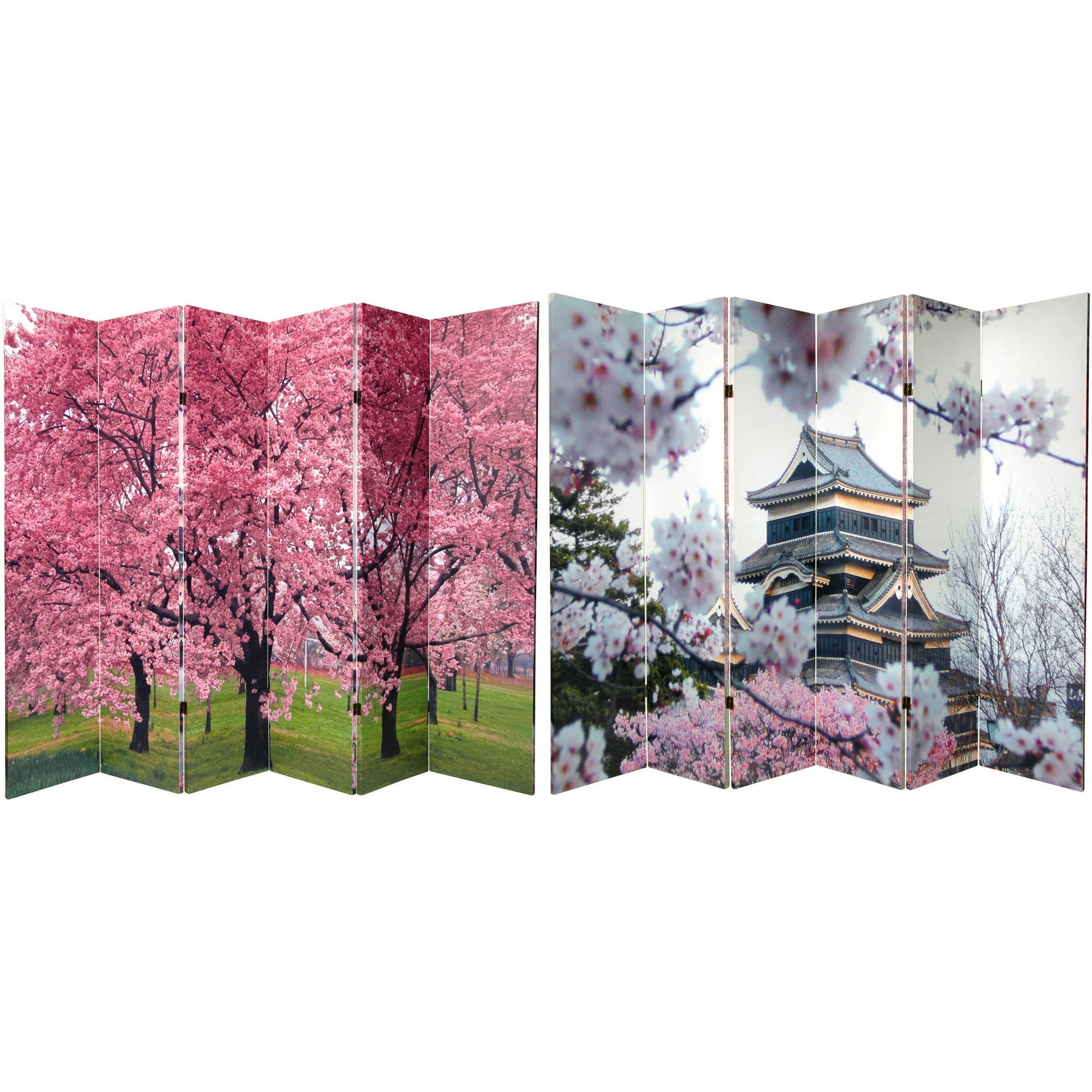 Oriental Furniture 6 ft. Tall Cherry Blossoms Canvas Room Divider - 6 Panel