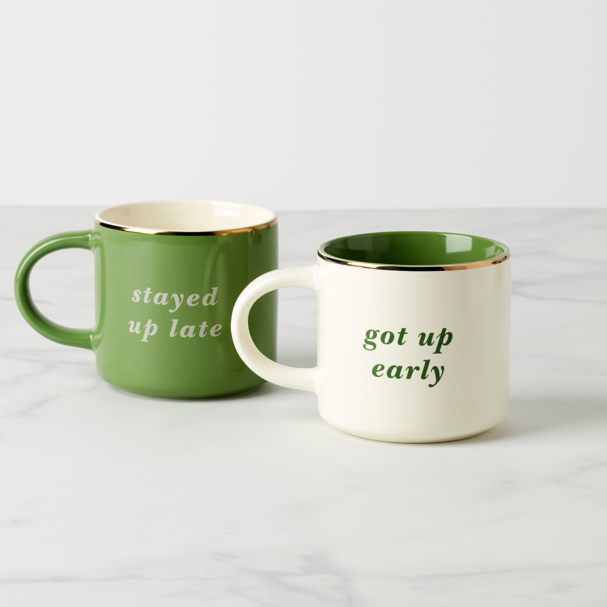 Got Up Early & Stayed Up Late Mugs, Set of 2