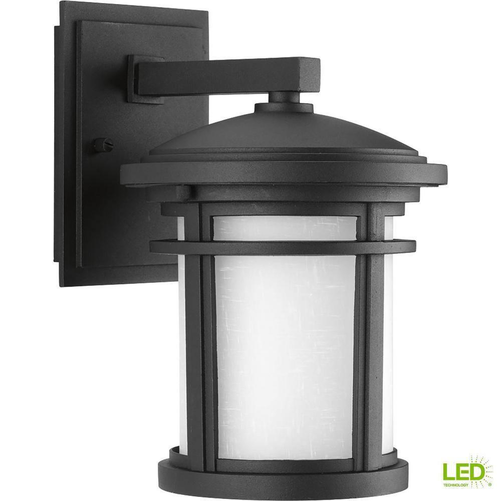 Progress Lighting Wish Collection 1-Light 10.4 in. Outdoor Textured Black LED Wall Lantern Sconce P6087-3130K9DI