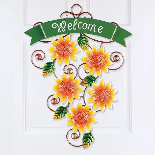 Collections Etc Hand painted Sunflower Welcome Door Decoration