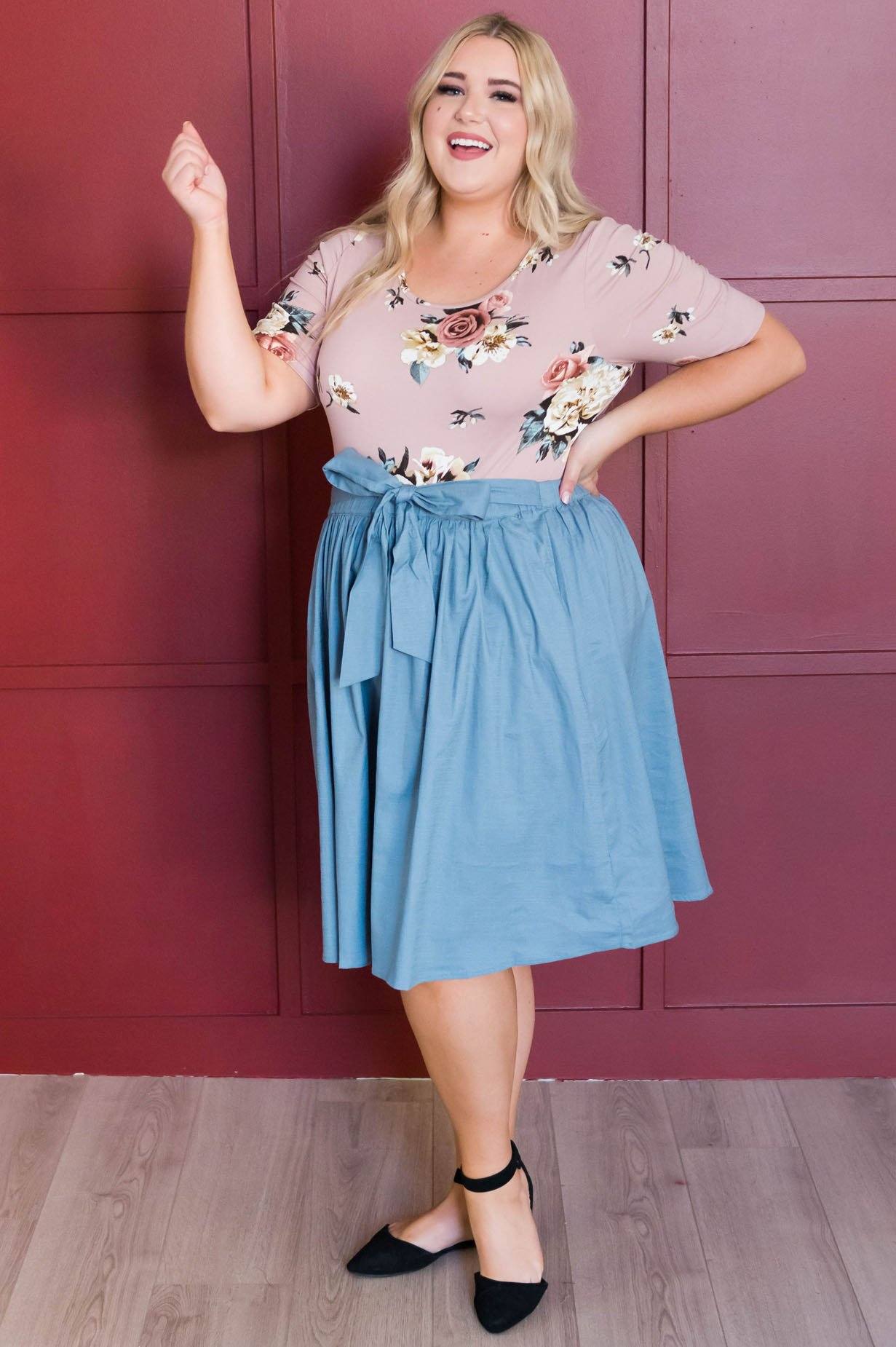 Chambray Tie Waist Skirt