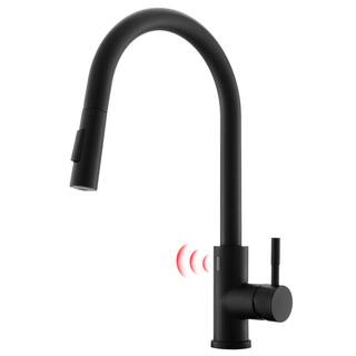 Fapully Single-Handle Pull-Down Sprayer Kitchen Faucet with Touchless Sensor in Matte Black FA-IS1017B