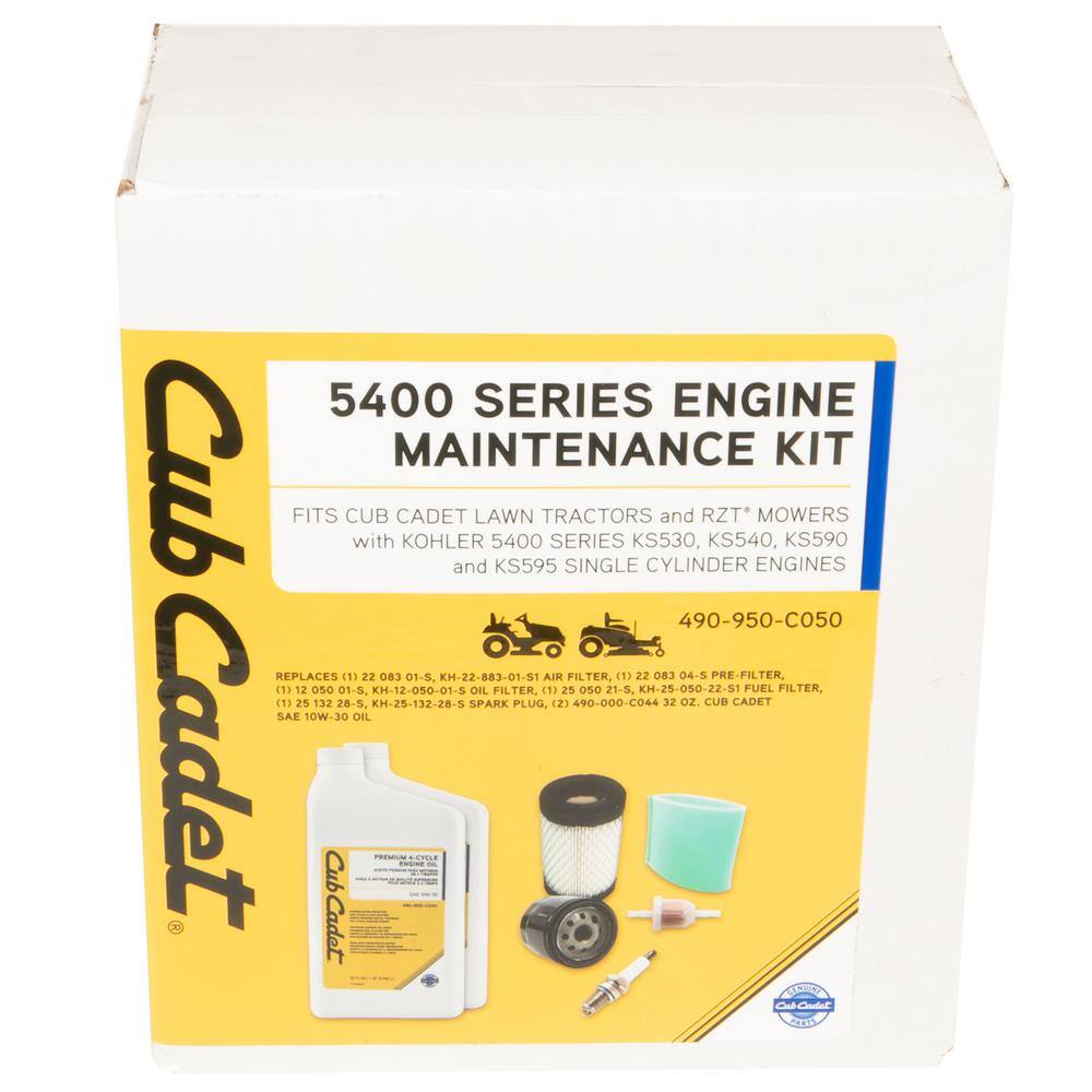 Cub Cadet Engine Maintenance Kit for Lawn Tractors and RZT Mowers with Kohler 5400 Series Single Cylinder Engines 490-950-C050