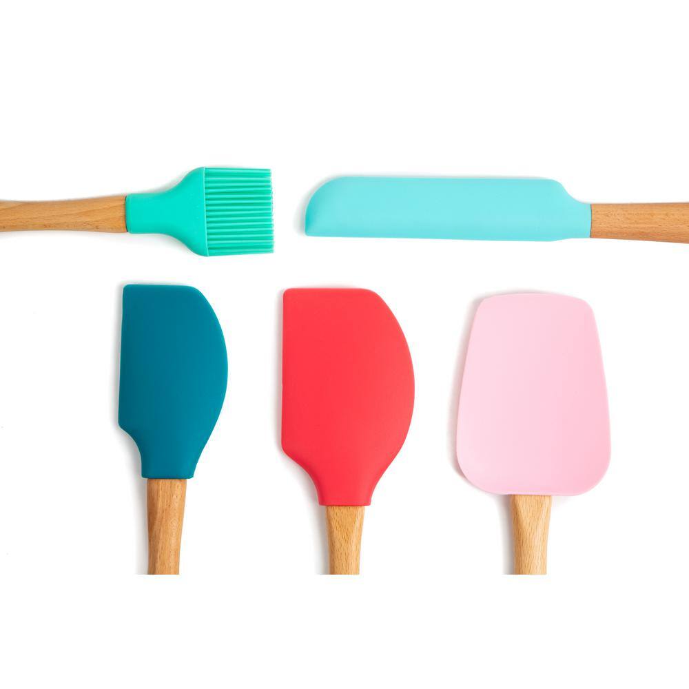 Core Kitchen Nostalgia Light Beechwood and Silicone Utensils (Set of 5) 16702