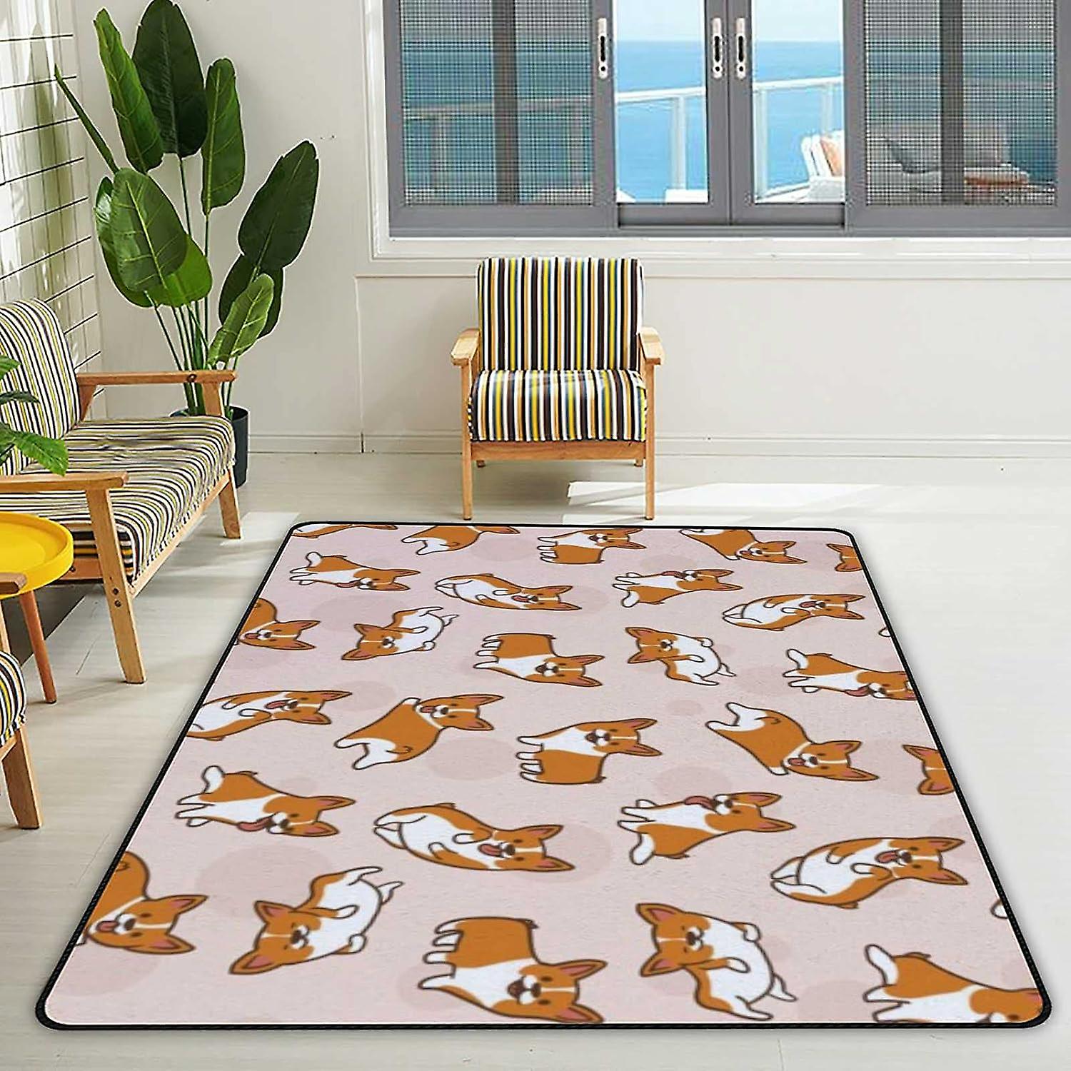 Soft Area Rugs Pink Cute Owl Floor Carpet Mat For Kids Playing Room Hardwood Floor Living Room 72x48in