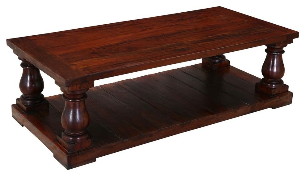 Lincoln Mango Wood 59 quotRectangle Balustrade Coffee Table   Traditional   Coffee Tables   by Sierra Living Concepts Inc  Houzz