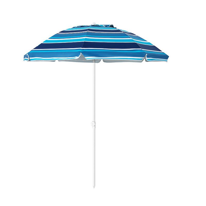 6.5 Feet Patio Beach Umbrella with Cup Holder Table and Sandbag