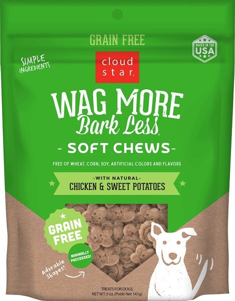 Cloud Star Wag More Bark Less Soft Chews with Chicken and Sweet Potato Grain-Free Dog Treats