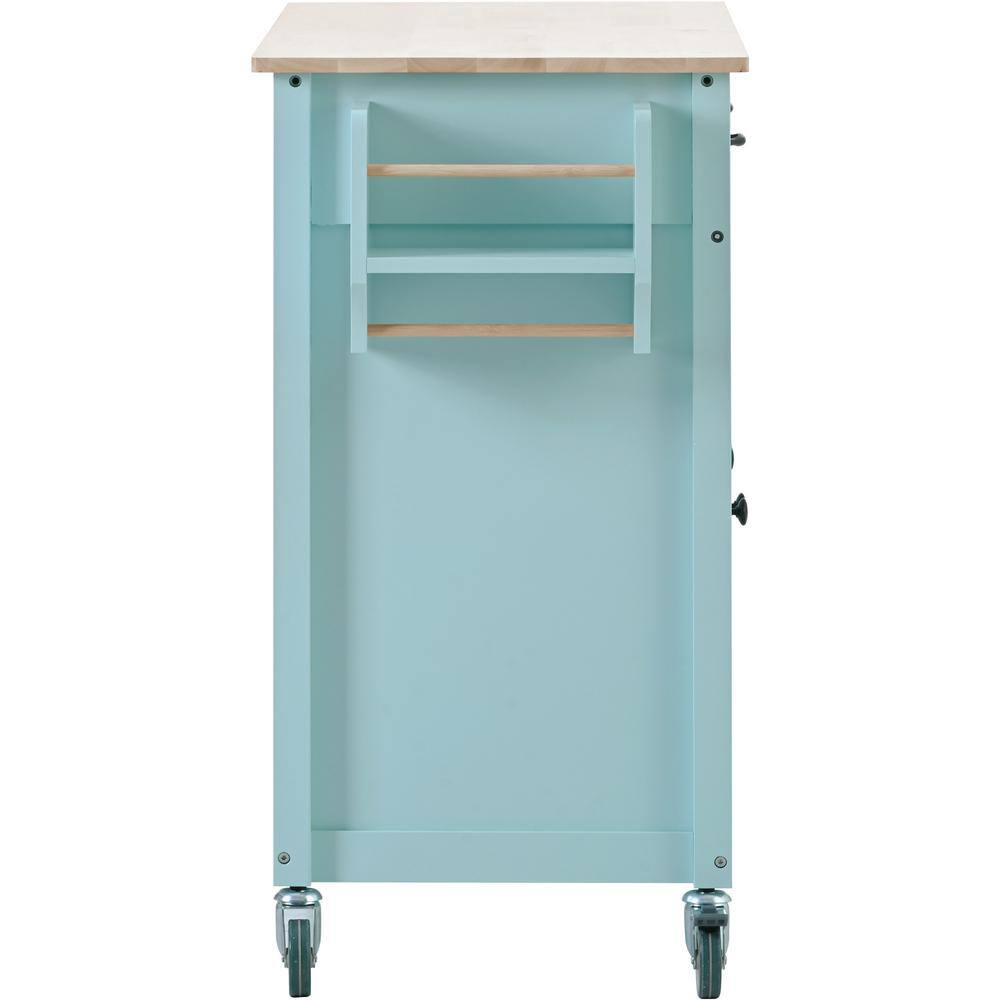 Nestfair Mint Green Wood 55 in. W Kitchen Island with Rack and Drawers LWF00911N