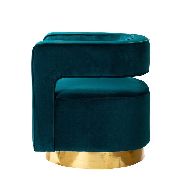 Carisa Modern Upholstered Swivel Comfy Open-Back Barrel Chair with Golden Base by HULALA HOME