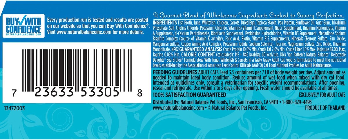 Natural Balance Delectable Delights Sea Brulee Stew Grain-Free Wet Cat Food