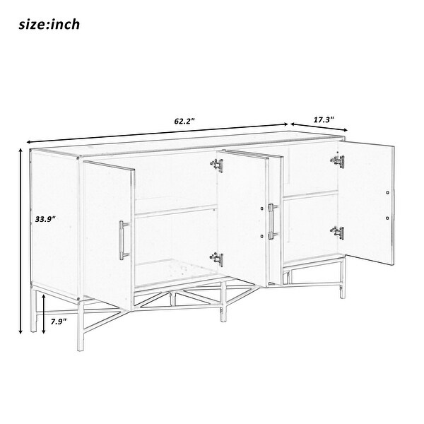 Distinctive Features of FourDoor Sideboard with Metal and CrossLeg Design，Suitable