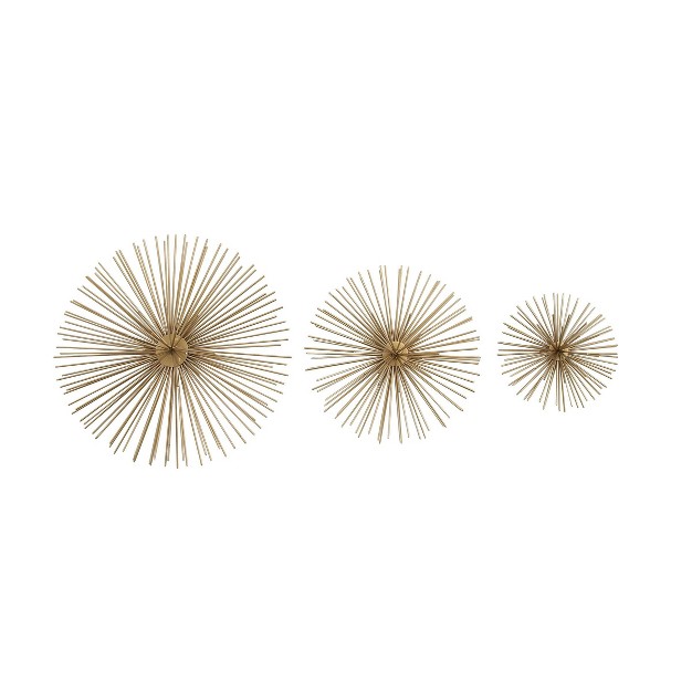 Set Of 3 Metal Starburst 3d Wall Decor Gold Olivia amp May