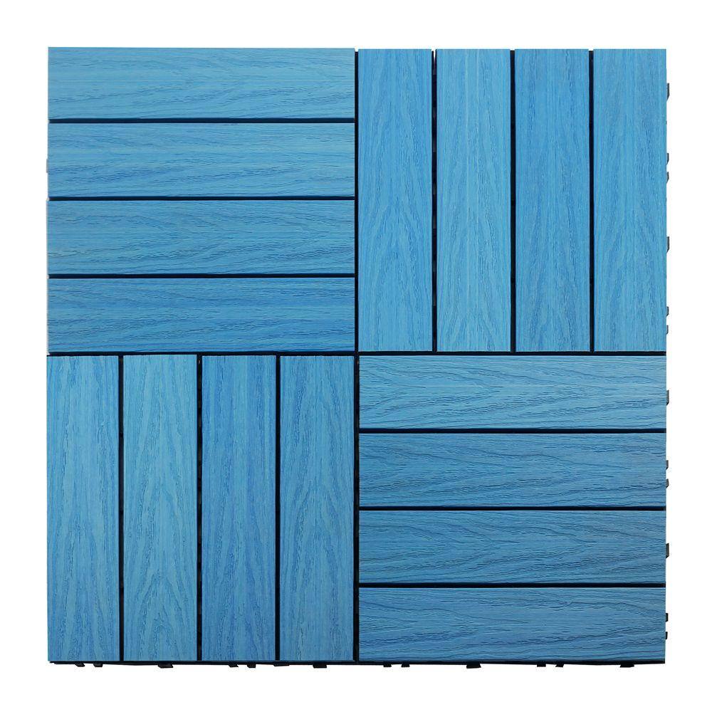 NewTechWood UltraShield Naturale 1 ft. x 1 ft. Quick Deck Outdoor Composite Deck Tile Sample in Caribbean Blue US-QD-ZX-SB-S