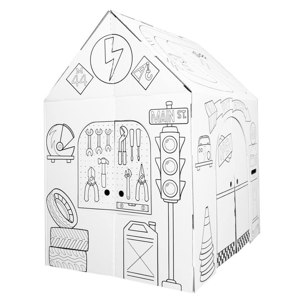 Easy Playhouse Garage-Kids Art  Craft for Indoor Decorate  Personalize Cardboard Fort EP1102