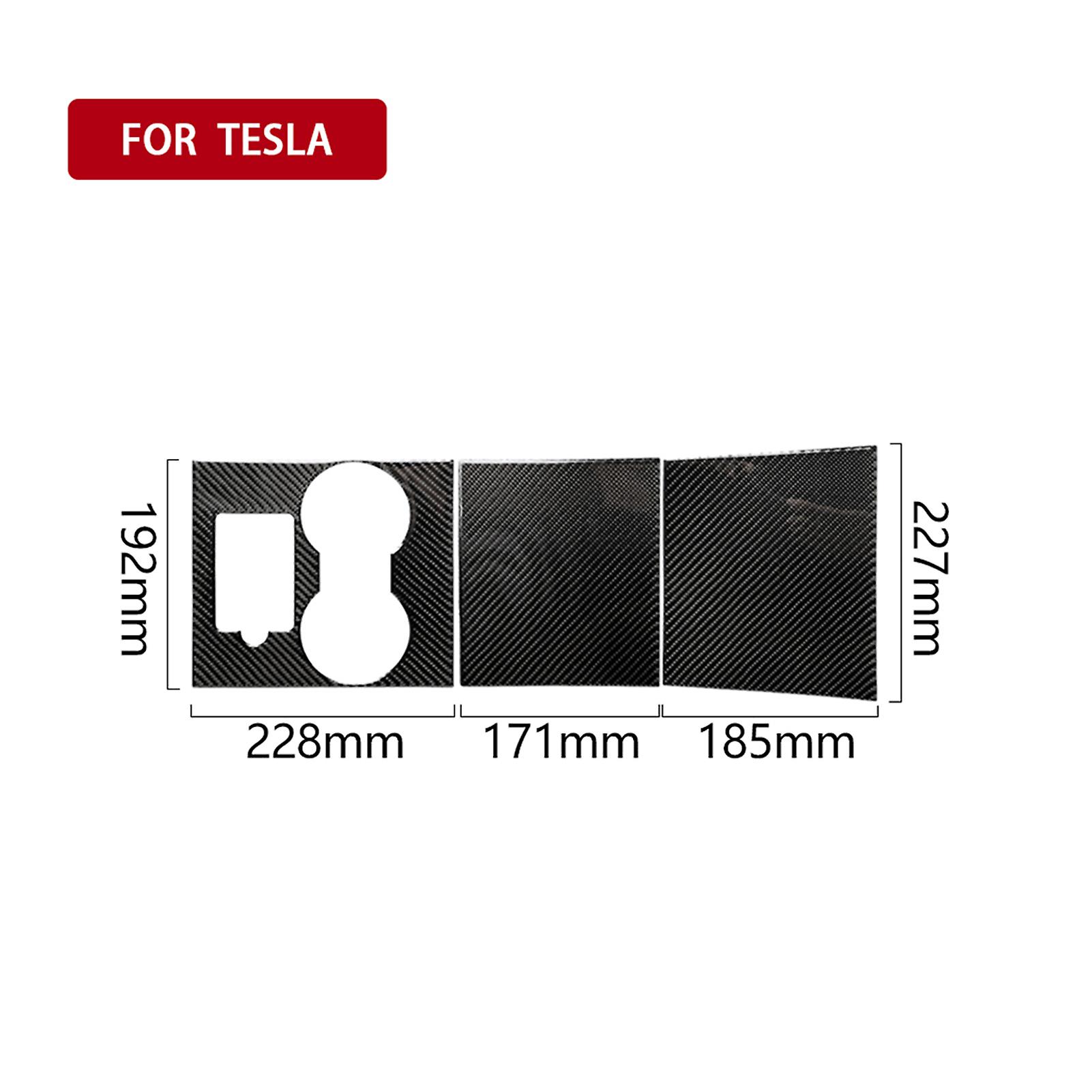 3 Pieces/set Of Carbon Fiber Car Console Center Storage Box Sticker Cover Decoration Accessory Replacement For Tesla Model 3 Protective Sticker