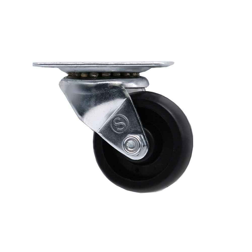 Everbilt 2 in. Black Polypropylene and Steel Swivel Plate Caster with 125 lb. Load Rating 49392