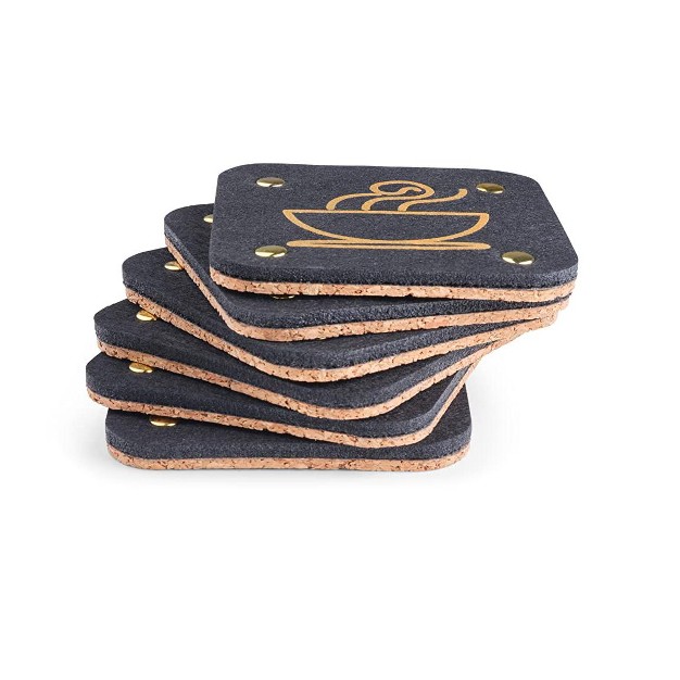 Summit One 4 X 4 Inch 5mm Felt Thick Funny Coasters For Drinks Set Of 10 Black