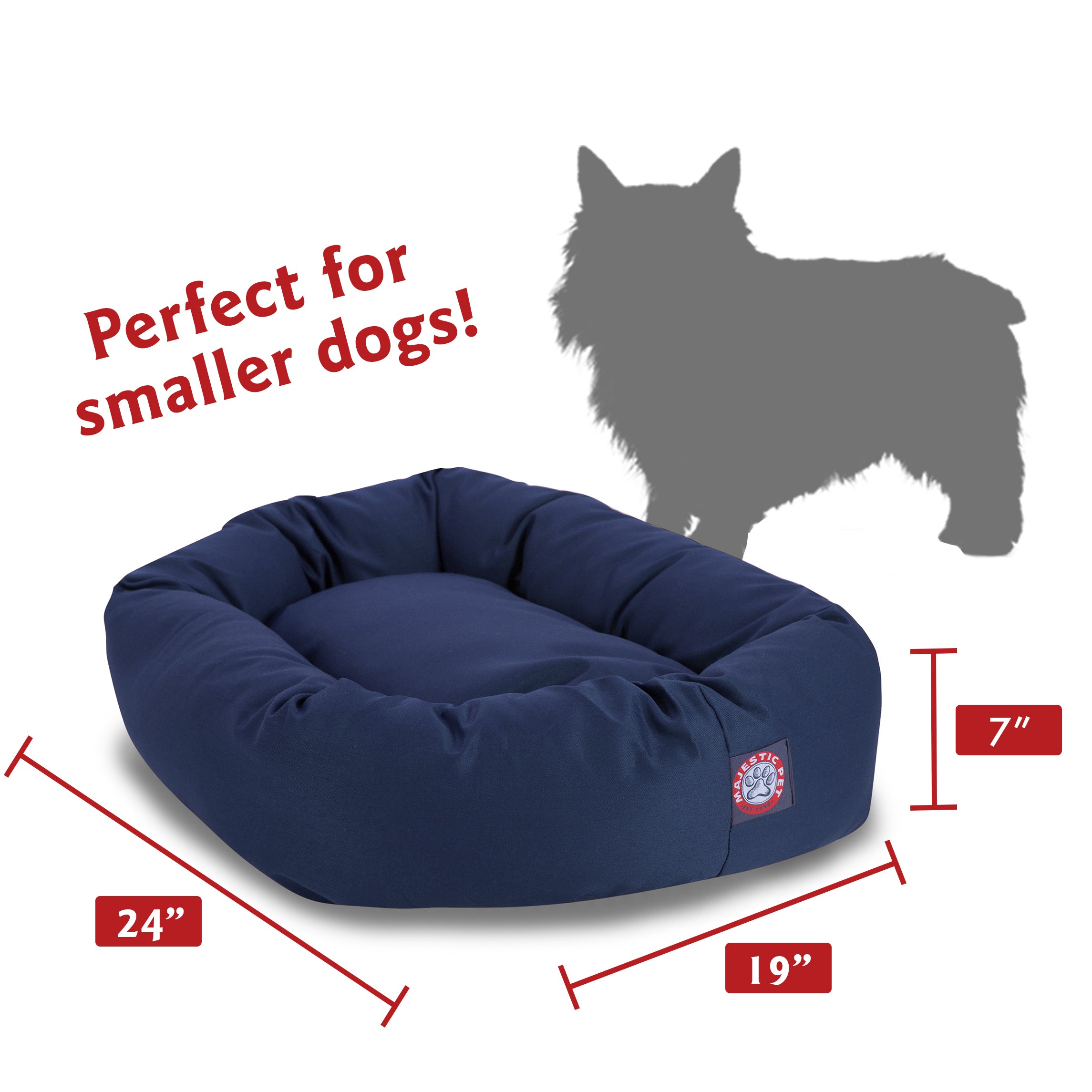 Majestic Pet | Poly/Cotton Bagel Pet Bed For Dogs， Blue， Small