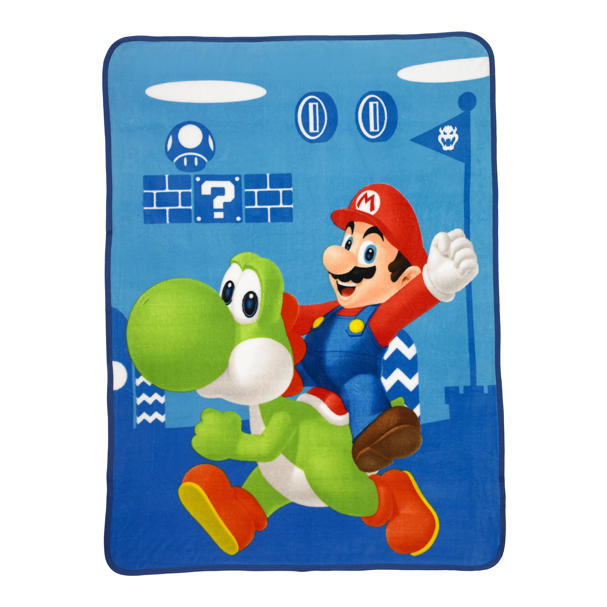 Super Mario Kids Fleece Throw Blanket， 46 x 60， Gaming Bedding， Blue， 