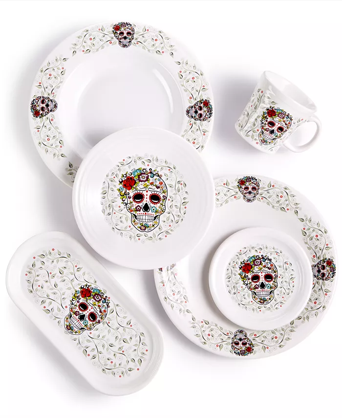 Fiesta Skull and Vines White Dinnerware Set