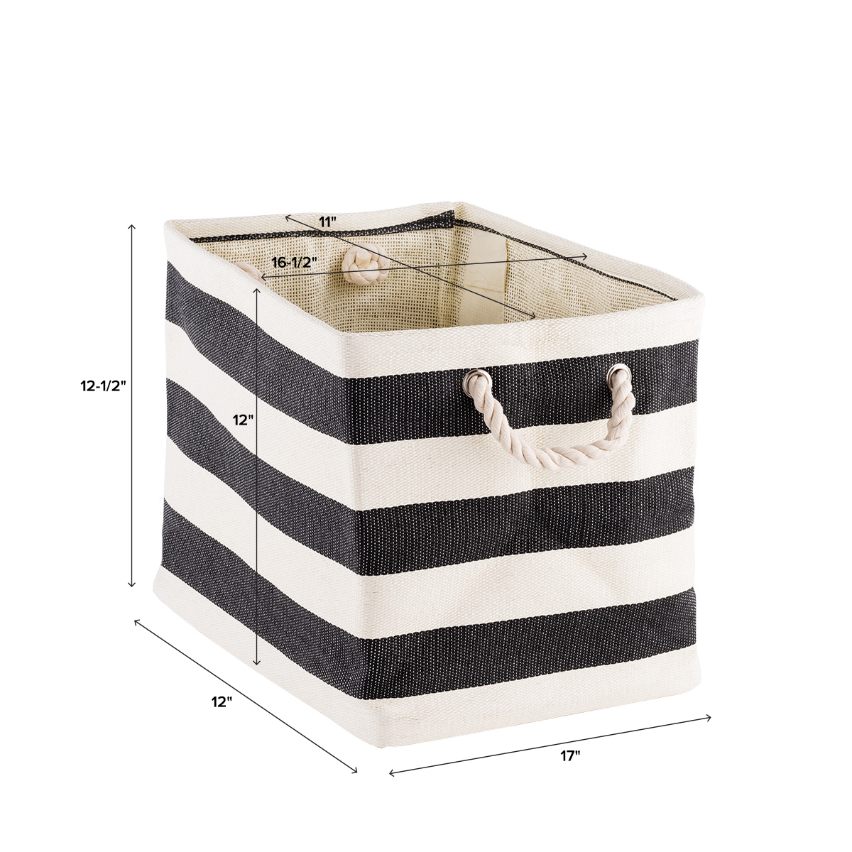 Rugby Stripe Storage Bin with Rope Handles