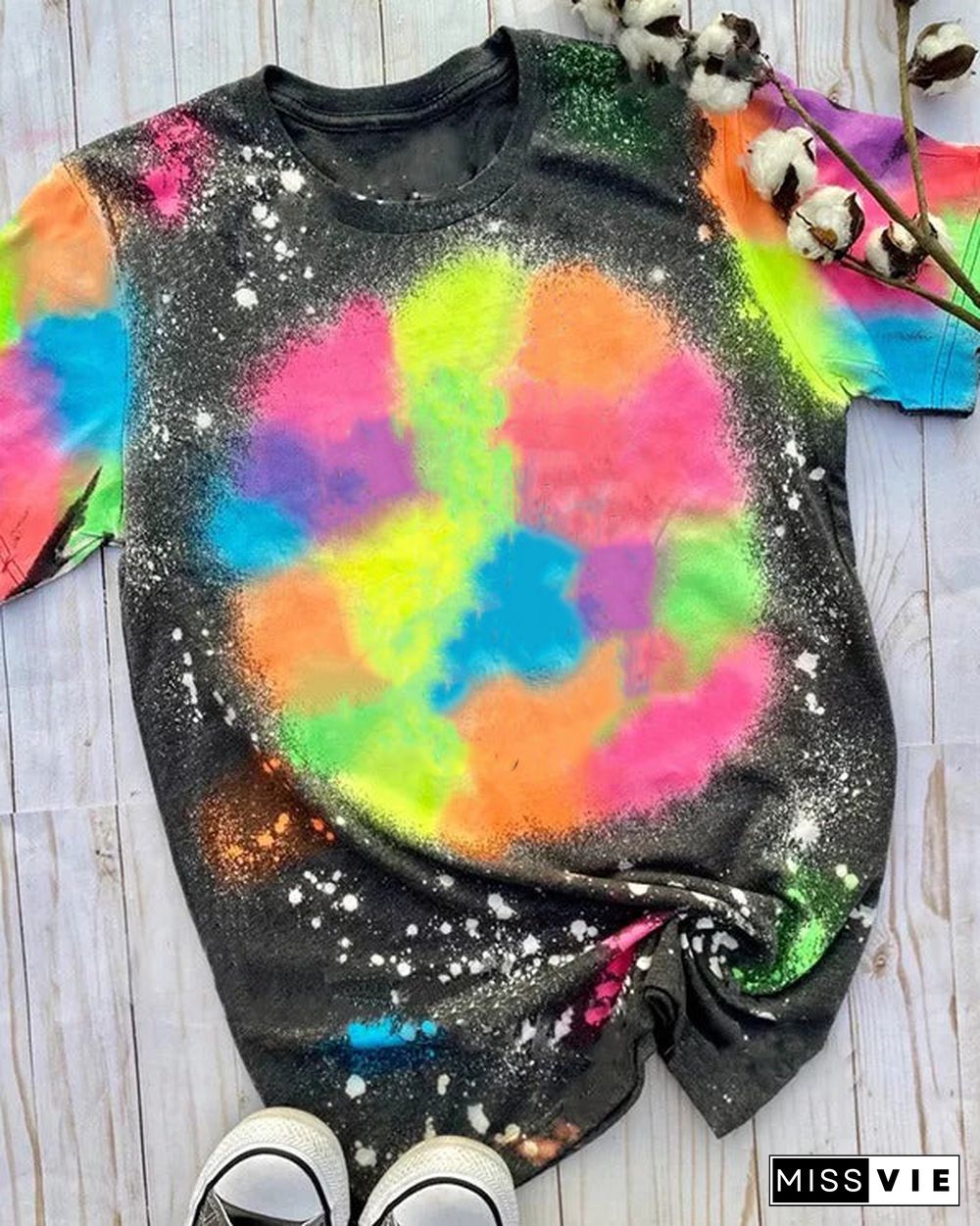 Women's Round Neck Tie Dye Casual T-Shirt